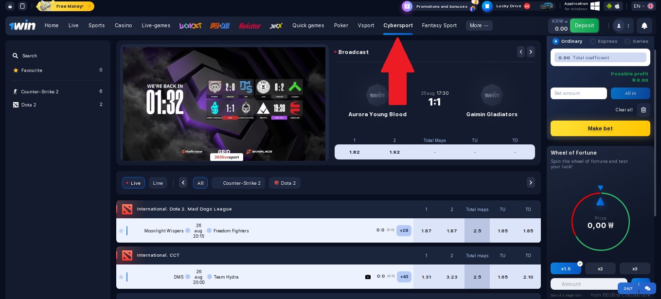 1win Esports Betting